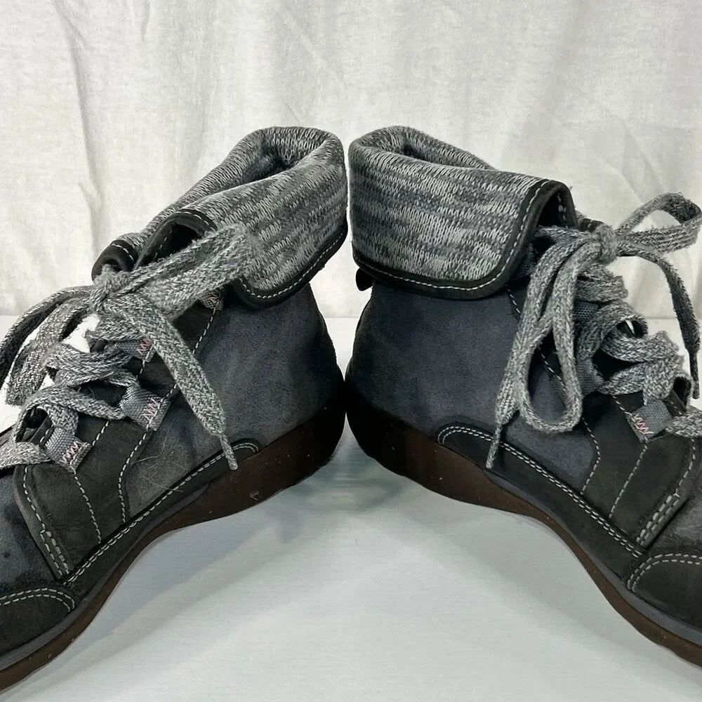 Chaco Barbary Ankle Boot Gray Women Size 11 Fold Over Wool Collar Castlerock